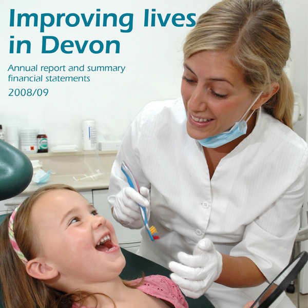 <strong>NHS Devon Annual Report 2008/09</strong><br>"A great all-round service, incorporating skills in design, writing and editing. This comprehensive approach is very cost-effective." Pauline McCluskey, Asst CEO/Head of Comms, NHS Devon Commissioning